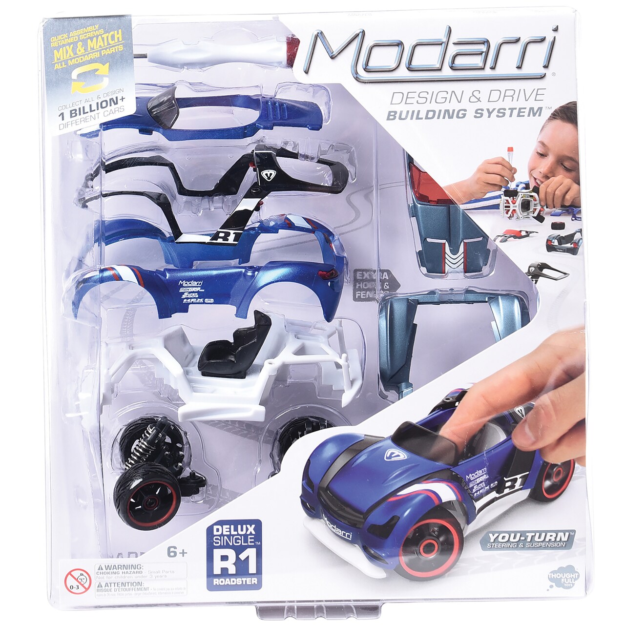 Modarri: R1 Roadster - Deluxe Single DIY Design & Build Toy Car, Mix & Match, Customize Your Own Vehicle, Finger Driving, Collectible, Kids Ages 6+